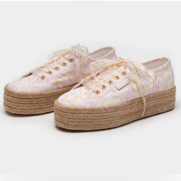 LoveShackFancy  Superga Platform Espadrille Sneakers in Perky Peach Size 40 US 9 - Picture 1 of 8